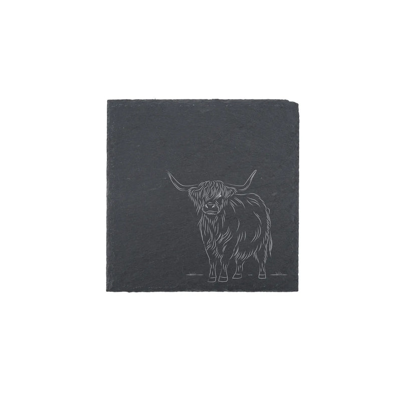 Highland Cow Slate Coaster