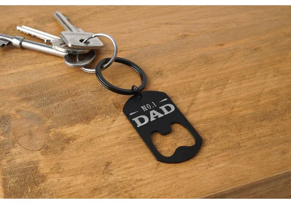 'No. 1 Dad' Black Bottle Opener Keyring