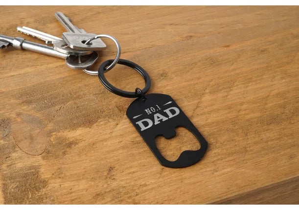 'No. 1 Dad' Black Bottle Opener Keyring