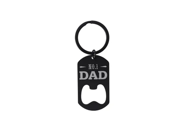 'No. 1 Dad' Black Bottle Opener Keyring
