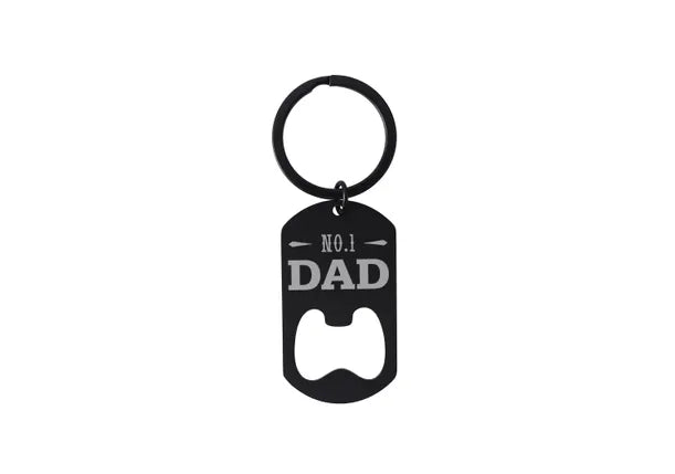 'No. 1 Dad' Black Bottle Opener Keyring