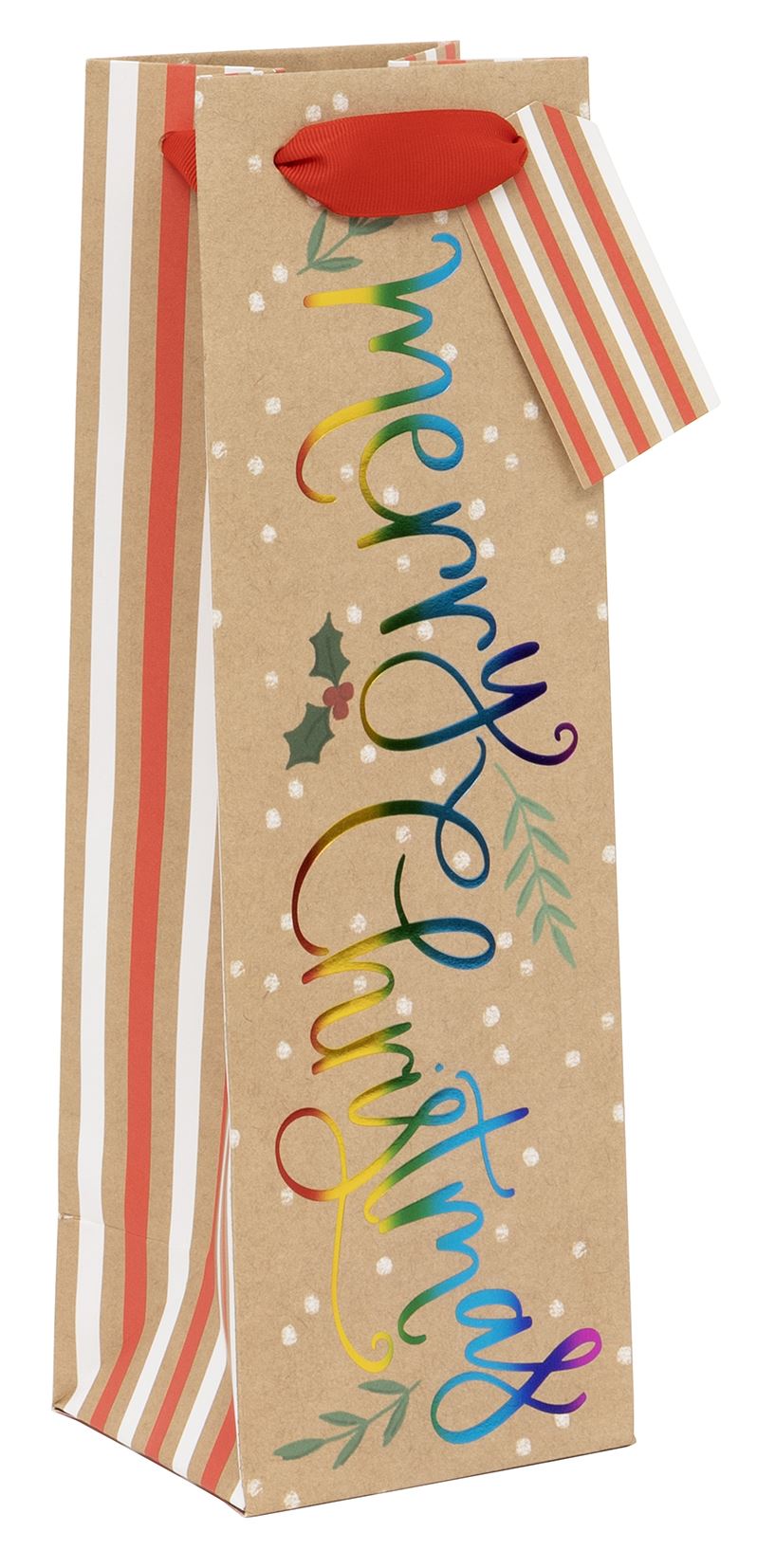 Rainbow Merry Christmas Bottle Bag