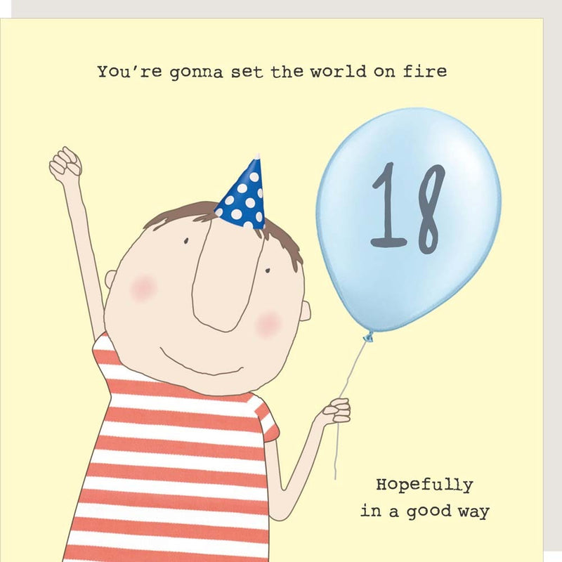 Boy 18 Fire Birthday Card
