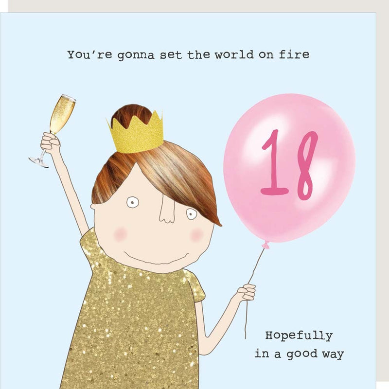 Girl 18 Fire Birthday Card