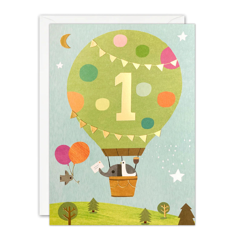 Age 1 Balloon Birthday Card