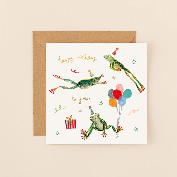 Happy Birthday Jumping Frogs Card