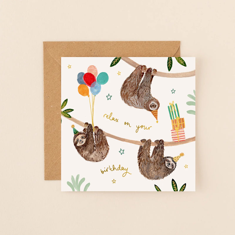 Sloths Relax On Your Birthday Card