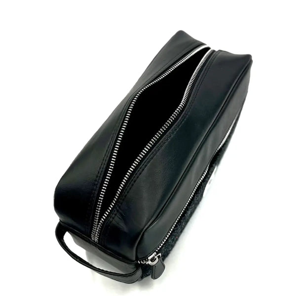Harris Tweed Wash Bag - Charcoal