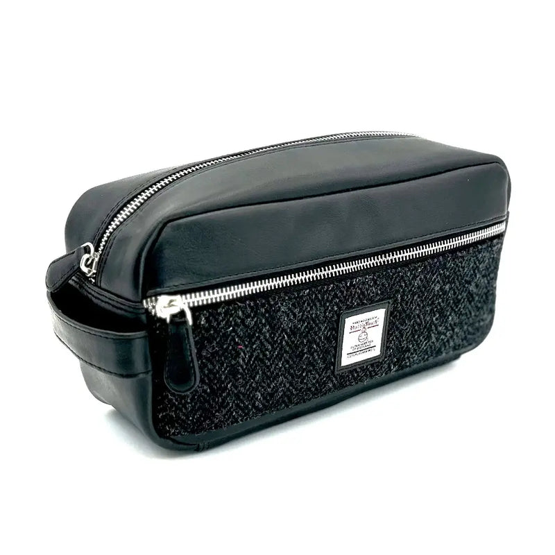 Harris Tweed Wash Bag - Charcoal