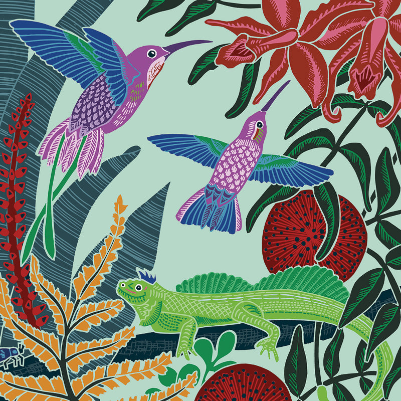 Iguana & Hummingbirds Card