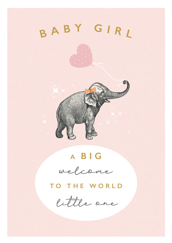 Baby Girl Elephant Card