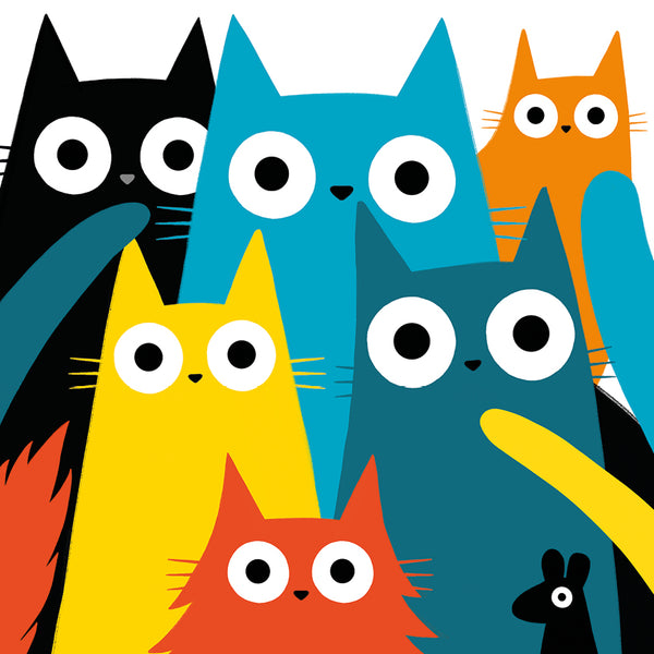 Multi Colour Cats Card