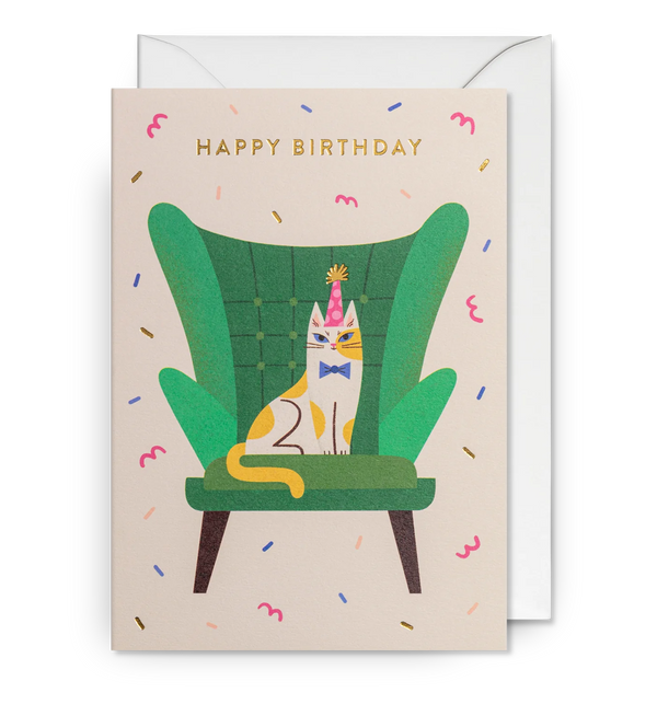 Birthday Chill Sitting Kitty Greeting Card