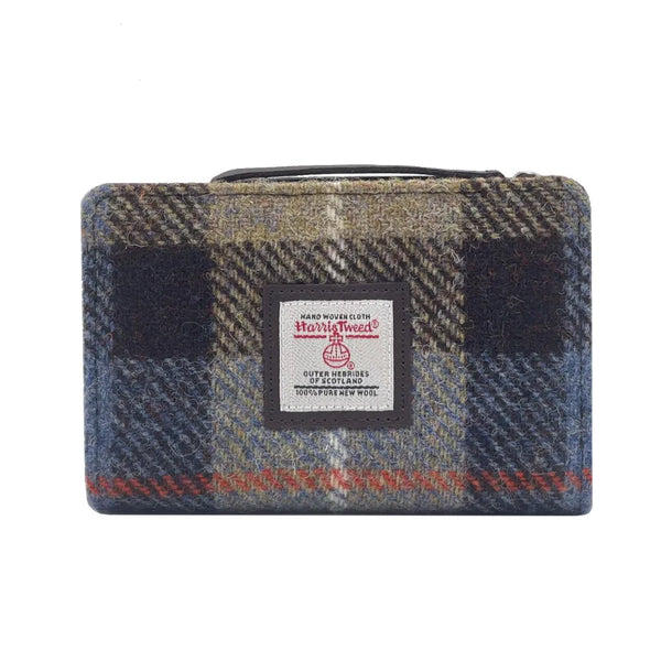 Harris Tweed Zip Purse- Blue & Brown Check
