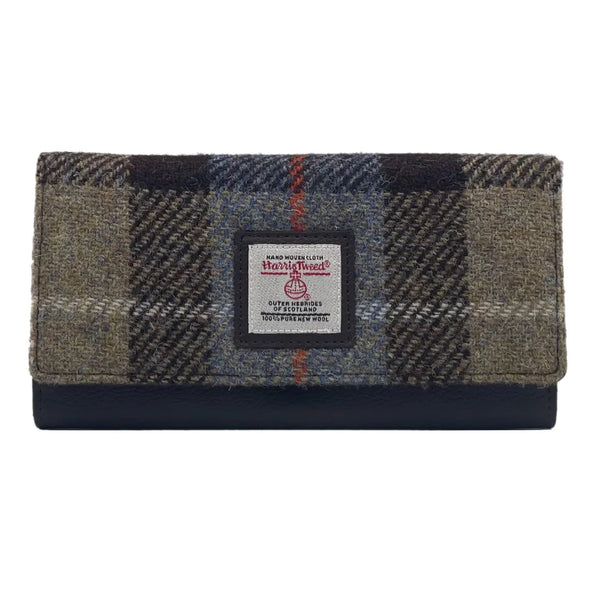 Harris Tweed Ladies Envelope Purse - Blue & Brown Check