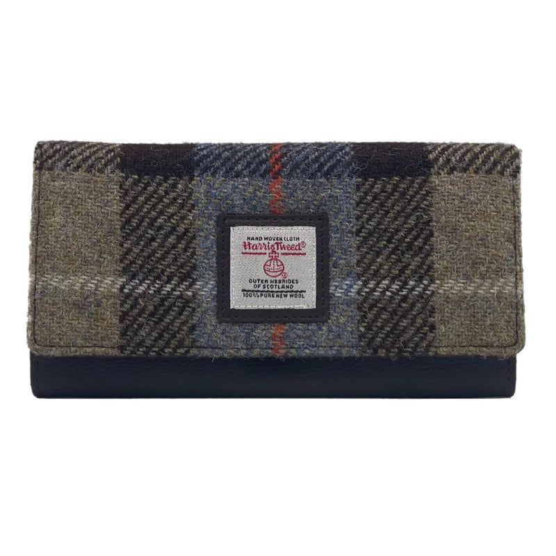 Harris Tweed Ladies Envelope Purse - Blue & Brown Check