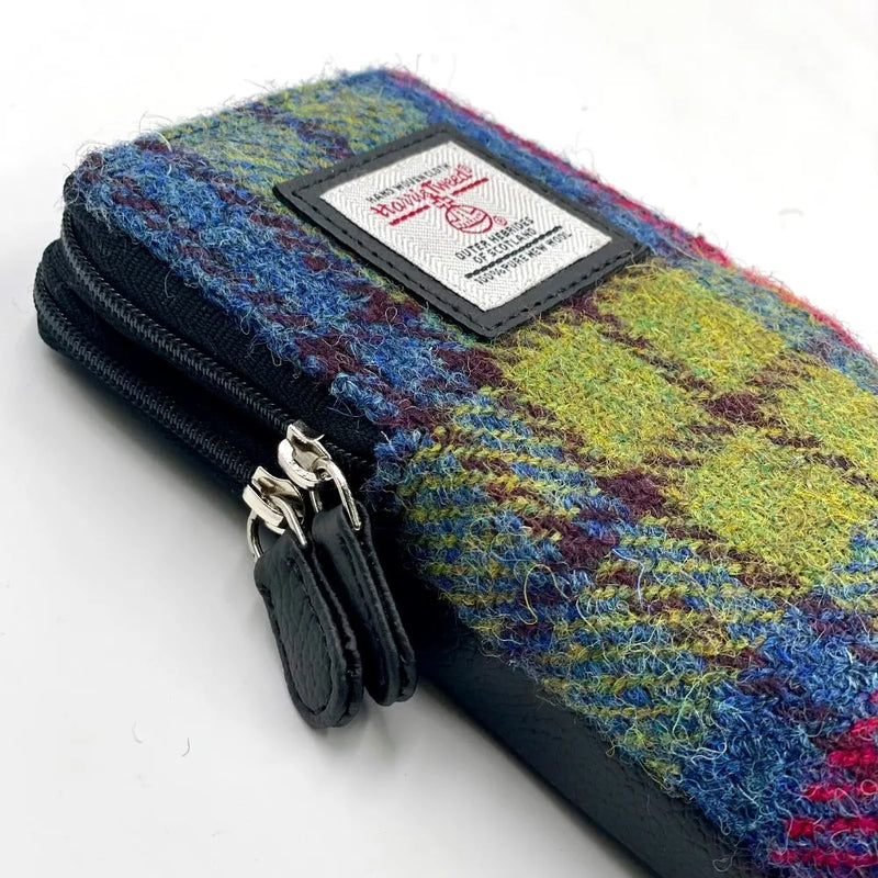 Harris Tweed Double Glasses Sleeve - Blue & Pink Check