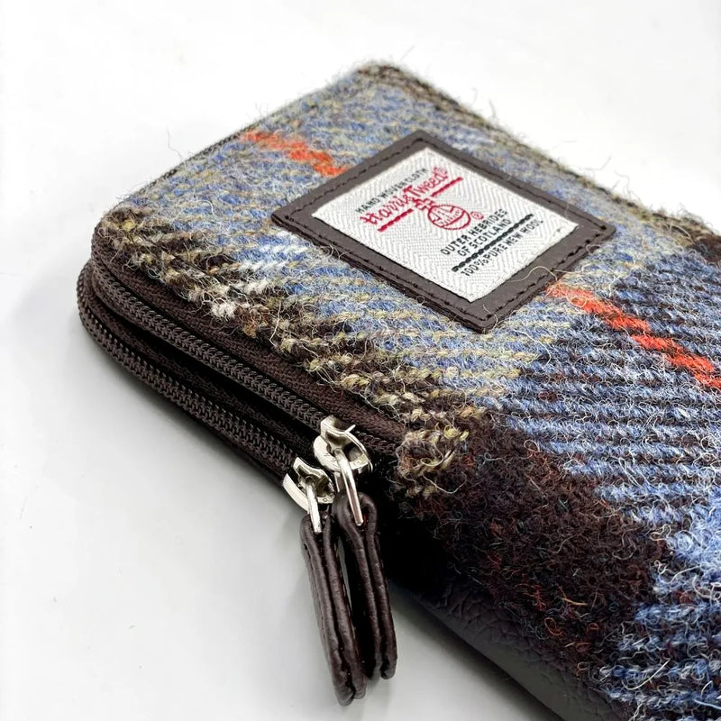 Harris Tweed Double Glasses Sleeve - Blue & Brown Check