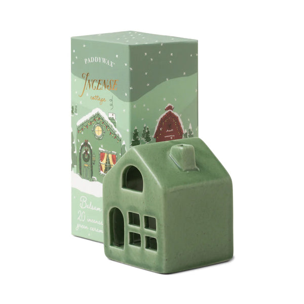 Ceramic Village Incense Holders - Green Cottage - Balsam & Fir