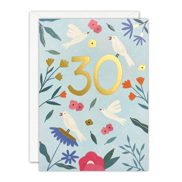 30th Birthday Birds & Flowers Card