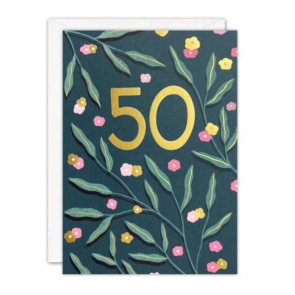 50th Birthday Botanical Card