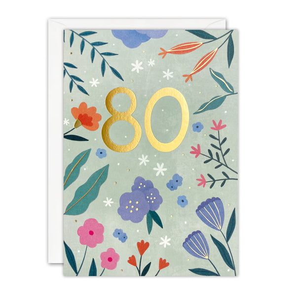 80th Birthday Floral Card