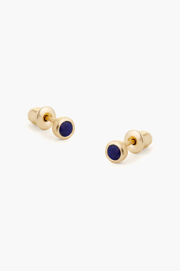Lapis Lazuli Stud Earrings - Gold