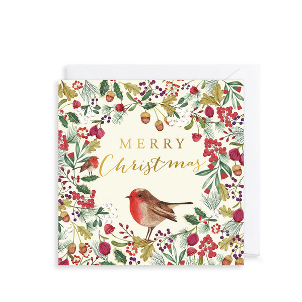 Robin & Berries Luxury Christmas Cards - Pack Of 8