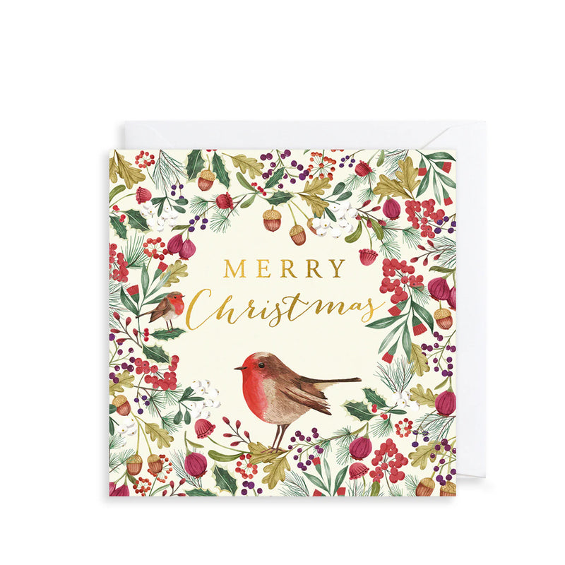 Robin & Berries Luxury Christmas Cards - Pack Of 8