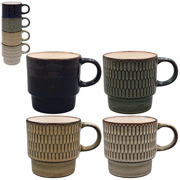 Reactive Glaze Stacking Mugs - Patterned