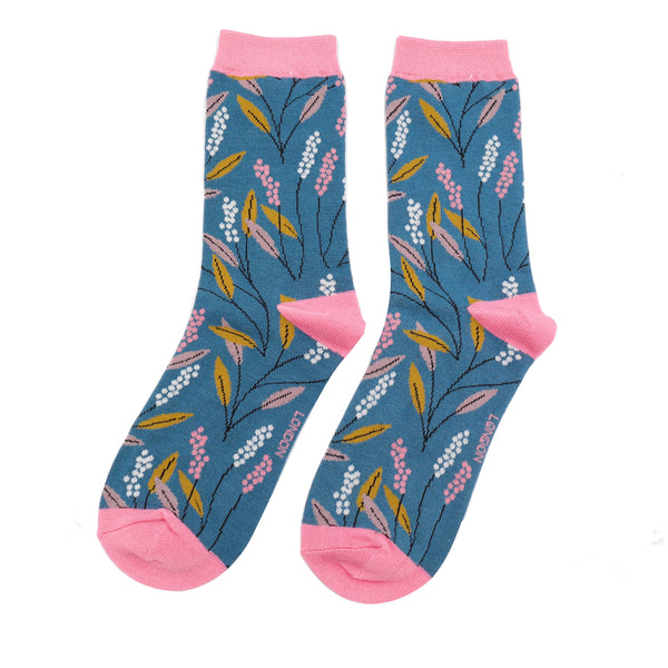 Miss Sparrow Berry Branches Socks - Navy