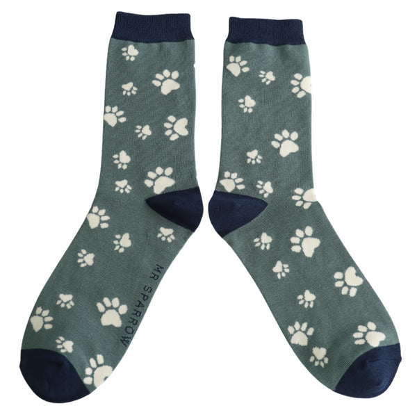 Paw Print Socks - Green