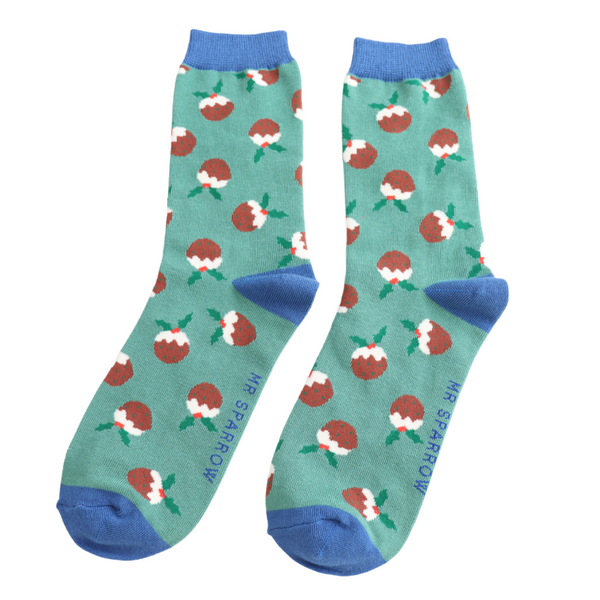 Christmas Puddings Socks - Green