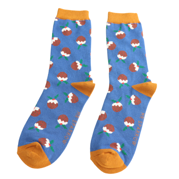 Christmas Puddings Socks - Navy
