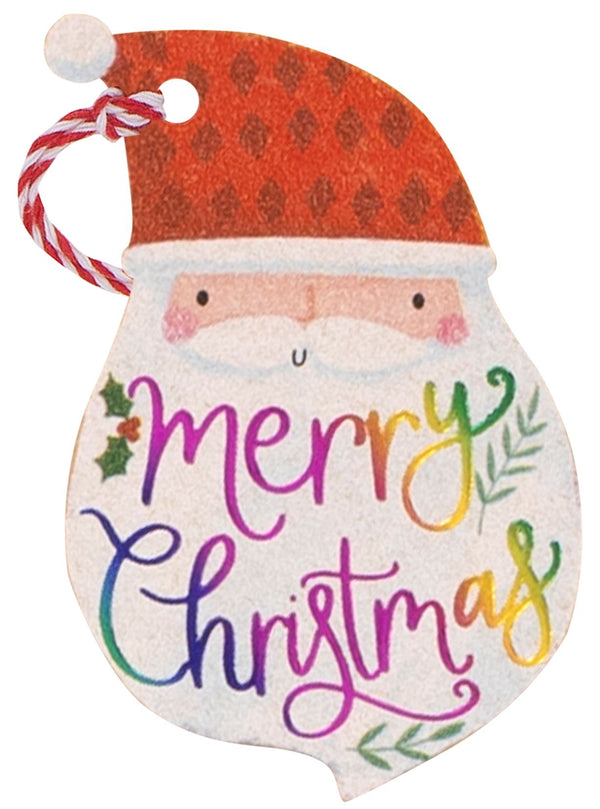 Kraft Rainbow Claus Gift Tags - Pack Of 6