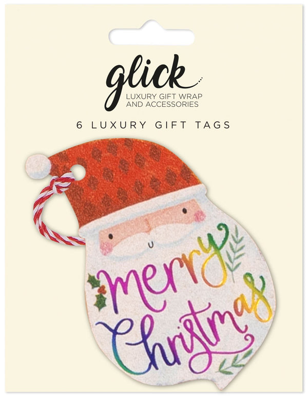 Kraft Rainbow Claus Gift Tags - Pack Of 6
