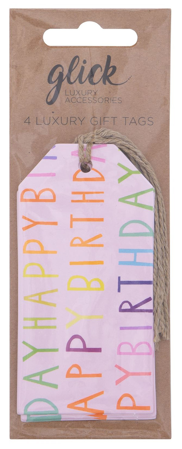 Pink Happy Birthday Tags