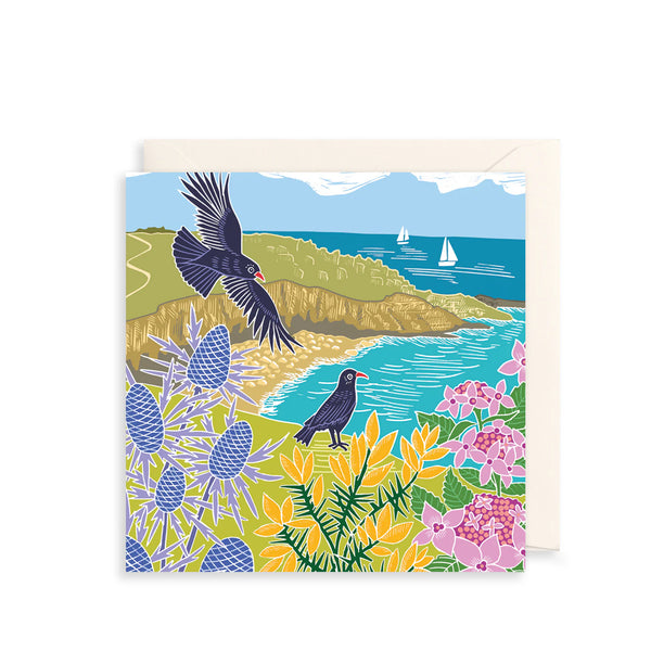 Seaside Ravens Greetings Card