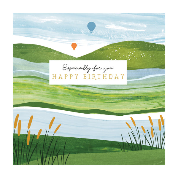 Bullrushes & Hills Birthday Card