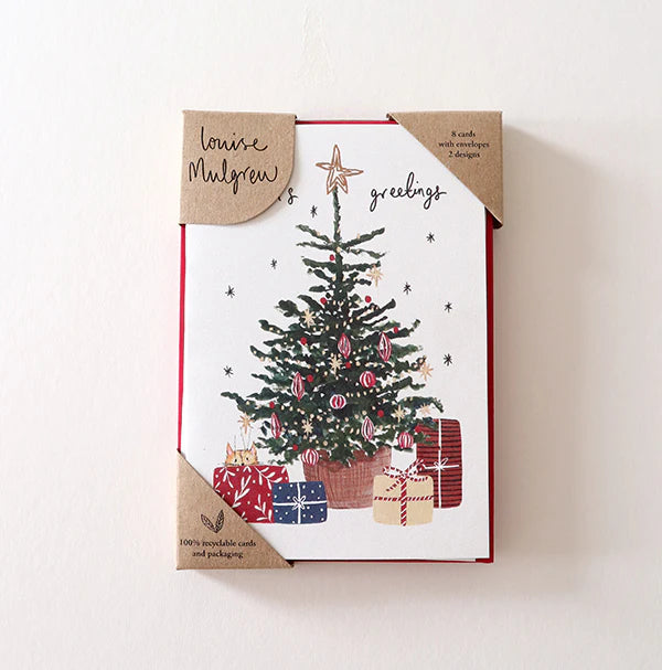 Tree & Post Box Christmas Card Pack Of 8
