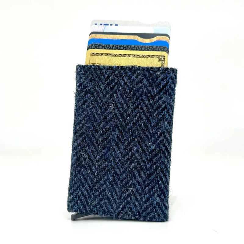Harris Tweed Pop Up Card Holder - Blue