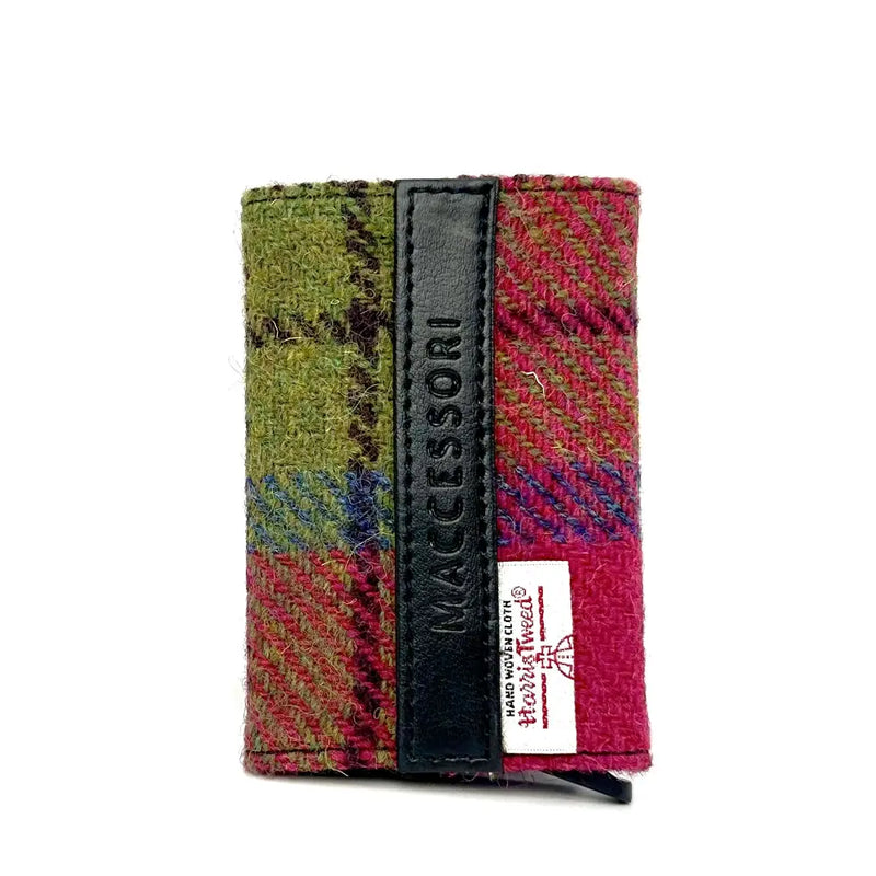 Harris Tweed Pop Up Card Holder - Blue/Pink Check