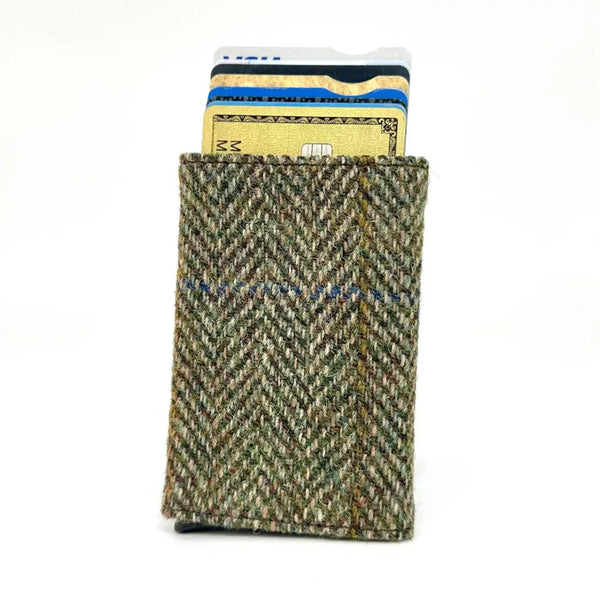 Harris Tweed Pop Up Card Holder - Country Green