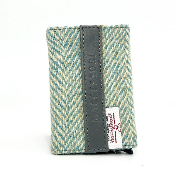 Harris Tweed Pop Up Card Holder - Turquoise Herringbone