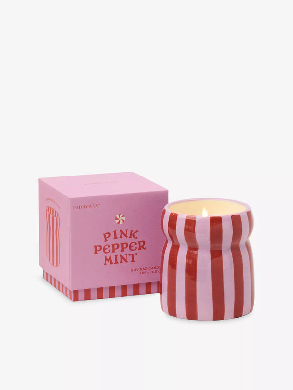 Cabana Striped Candle - Pink Peppermint