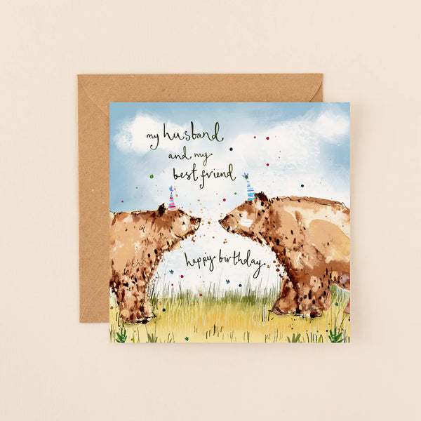 Husband Brown Bears Birthday Card