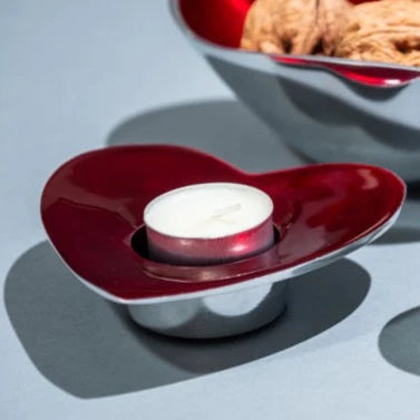 Brushed Red Heart T-Light Holder