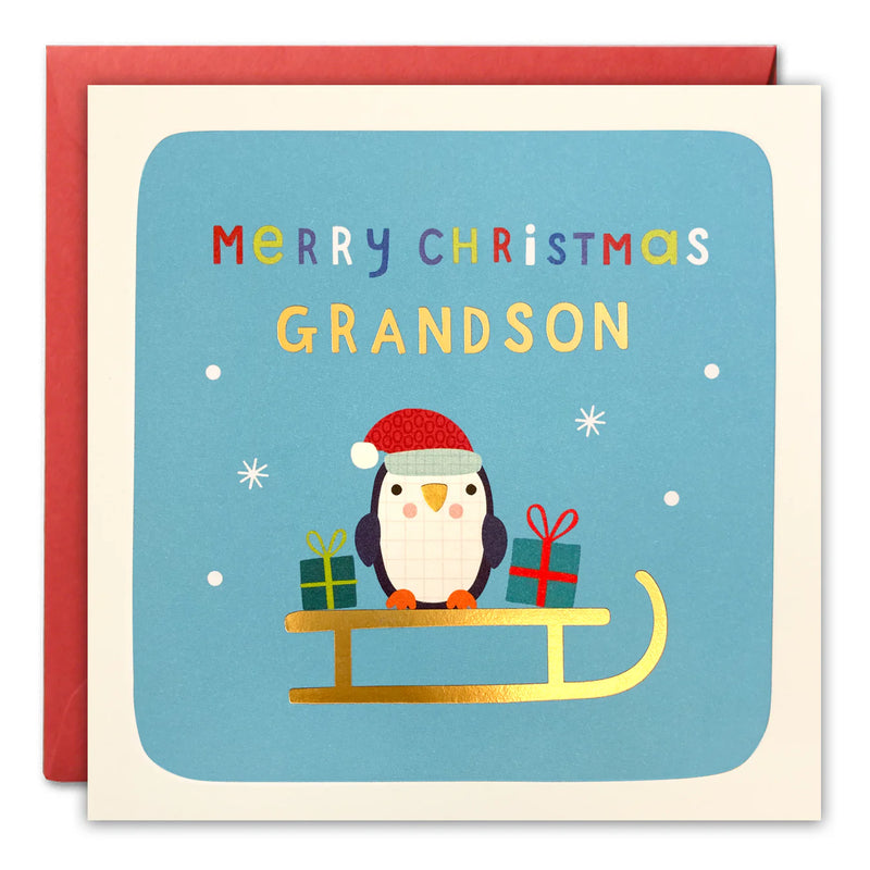Grandson Penguin Christmas Card