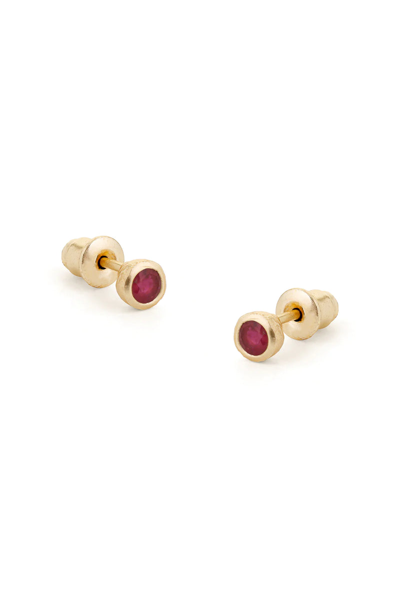 Ruby Stud Earrings - Gold