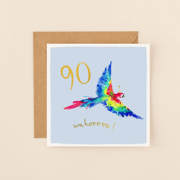 Macaw 90th Birthday Card